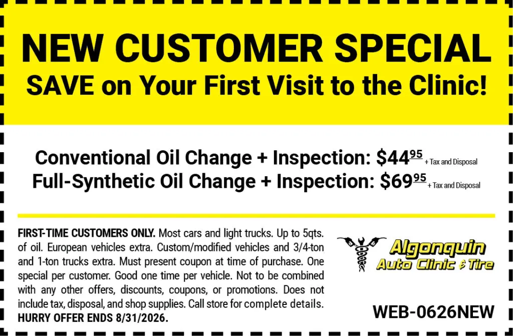 New Customer Special - Conventional Oil Change $44.95 Full-Synthetic Oil Change 69.95